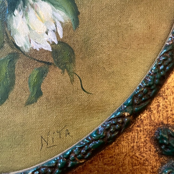 Vintage signed daisies still life in ornate frame - Picture 4 of 4